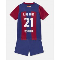 Barcelona Frenkie de Jong #21 Hjemmedraktsett Barn 2023-24 Kortermet (+ Korte bukser)